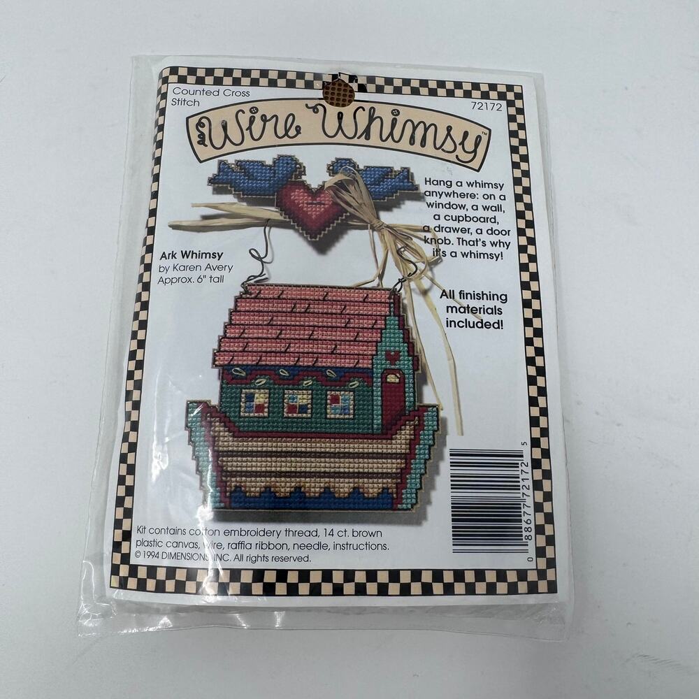 New VTG 1994 Wire Whimsy Ark Whimsy Dimensions, Inc. 6" Counted Cross Stitch Kit